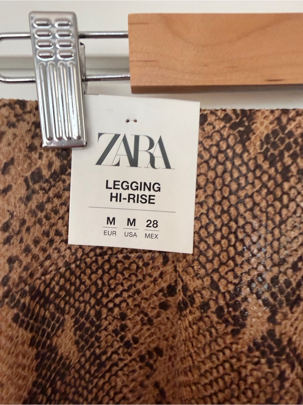 Zara Brown and Black Snake-Print Hi-Rise Leggings - Picture 3 of 4